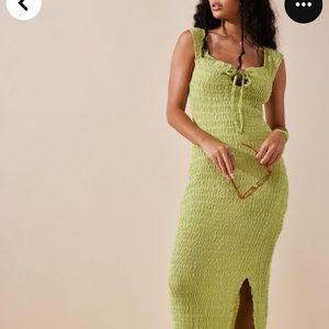 Free people Elani green bodycon stretchy maxi dress size small brand new